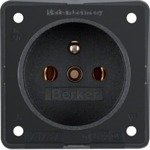 Integro Flow Zásuvka s uzemněním se zvýšenou ochranou kontaktů, mechanismus,  černá, mat Berker 9619505