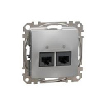 Dvojitá počítačová zásuvka RJ45, kategorie 6, UTP, stříbrná, IP20 SDD113462 Sedna Design Schneider Electric