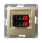 Zásuvka reproduktoru, dvojitá, zlatý kov, GG-2Y/m/28, Ospel Impresja