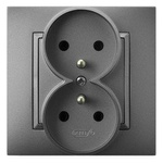 Zásuvka dvojitá s uzemněním šedá matný Ospel Aria GP-2UZ/70