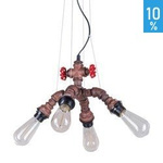Nástěnná lampa Manila 4 čtyřnásobná kříž rez trubka kohoutek svícen industriální Italux MDM-2846/4A RUST