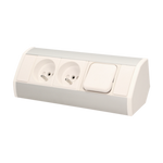 Nábytková zásuvka 2x2P+Z s vypínačem, bílo-stříbrná Orno OR-GM-9002/W-G