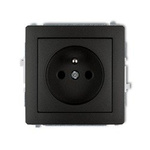 Mechanismus zásuvky jednomístné s zemněním 2P+Z, Karlik Deco (černý matný), 12DGP-1z