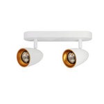 OVO 2 White Gold dvojité bodové stropní svítidlo, pásek, IP20, 2xGU10, bílé, zlatý kroužek EDO777238 Edo Solutions