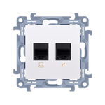 Dvojitá telefonní zásuvka RJ11 (modul) bílá Simon 10