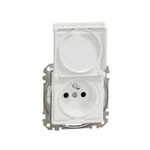 Zásuvka s klapkou 2p+pE, bílá, 2 pólová + PE s krytem IP44 SDD211013 Sedna Design Schneider Electric