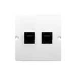 Zásuvka počítačová RJ45 kat.5e + telefónní RJ11 na šrouby do krabičky, bílá Kontakt Simon BMF5T.02/11