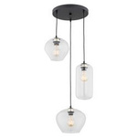 Závěsná lampa KALIMERA černá, průhledná 3x E27 15W IP20 1431 Argon