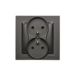 Dvojitá elektrická zásuvka s uzemněním (kompletní produkt) 16A 250V matná černá Simon 10