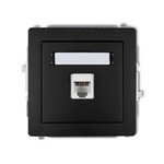 Mechanismus zásuvky telefonní jednomístné 1xRJ11,4-kontaktní, Karlik Deco (černý matný), 12DGT-1