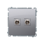 Anténní zásuvka typu F dvojitá (modul) kov inox Kontakt Simon Basic BMAF2.01/21