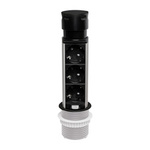 Vestavěná nábytková zásuvka 3x230V typ SCHUKO, 2xUSB A Plastrol W-72013