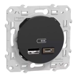 Nabíječka USB se dvěma zásuvkami - typ A+C 5V DC 2,4A antracitová Odace