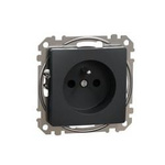Zásuvka s klapkou 2p+pE, černá - antracit, 2 pólová + PE s krytem IP20 SDD114011 Sedna Design Schneider Electric