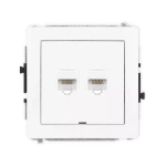 Mechanismus počítačové zásuvky dvojitý 2xRJ45, kat. 5e, 8-pinový, bez popisného pole, matný bílý DECO 25DGKBO-2 Karlik