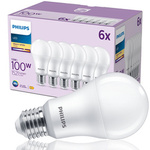 Sada 6x E27 LED žárovka PHILIPS E27 100W 13W 1521lm 2700K 6CT/6 EC