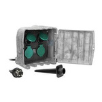 Zahradní zásuvka KAMIEŃ, 4x2P+Z (schuko), gumový kabel H07RN-F 3x1,5mm², 3m, 2 provozní režimy: automatický (max.1100W)/manuální (max.3680W) Orno OR-AE-13185(GS)