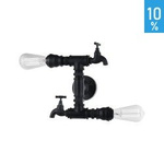 Nástěnná lampa Crillo černá kohoutek kovová industriální trubka Italux MBM-2568/2 BK