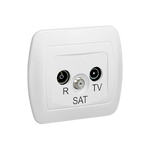 Anténní zásuvka R-TV-SAT koncová bílá Kontakt Simon AAS/11