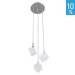 Stropní závěsná lampa Zen 3 zdroje světla chrom kov sklo hranatá těleso bílá Italux MD13026003-3B