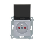 Zásuvka s uzemněním (Typ E) s clonkami proudových vodičů (kouřová klapka) Stříbrná 247/10E EXEN