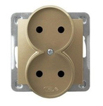 Zásuvka dvojitá, k montáži v rámečku, zlatý kov, GP-2YR/m/28, Ospel Impresja