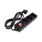 Prodlužovací kabel 3 zásuvky 1,5 m s uzemněním s vypínačem černý Eco Light