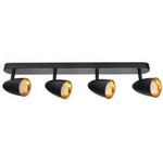 OVO 4 Black Gold čtyřnásobné bodové stropní svítidlo, lišta, IP20, 4xGU10, černá, zlatý kroužek EDO777243 Edo Solutions