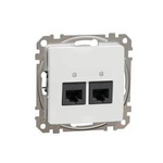 Dvojitá počítačová zásuvka RJ45, kategorie 5e, UTP, bílá, IP20 SDD111452 Sedna Design Schneider Electric