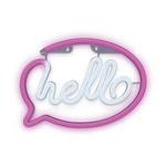 Neonové LED nástěnné svítidlo HELLO růžové bílé Bat + USB FLNE15 T-00451 PLASTROL
