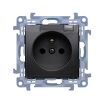 Elektrická zásuvka jednoduchá s uzemněním pro verzi IP44 s těsněním, průhledná klapka (modul) 16A 250V matná černá Simon 10
