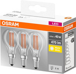 Sada 3x LED žárovka P40 Filament E14 4W =40W 2700K 470lm Osram