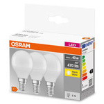 Sada 3x LED žárovka P40 E14 4,9W =40W 2700K 470lm Osram
