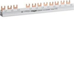 Hřebenová přípojnice 3P, 10mm²/12mod. pro 4-pól. chránič s 8 ks 1-pól. jističů KDN363F HAGER