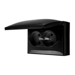 Dvojitá kompaktní elektrická zásuvka s uzemněním a klapkou v barvě krytu IP44 16A 250V černá (šroubové svorky) Simon Aquaclick