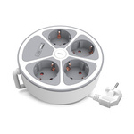Prodlužovací kabel se čtyřnásobnou zásuvkou, vypínačem a zásuvkami USB A, USB C, 2 m, SCHUKO PS-470SWS/O+USBA+USBC/2 E