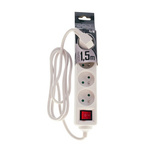 LOGAN Bílý přenosný prodlužovací kabel pro 4pólové připojení 1,5 m s vypínačem EDO777669 EDO Solutions