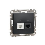 Zásuvka pro počítač a telefon 2v1 / telefonní & počítačová zásuvka (RJ45, kategorie 6, UTP + RJ11), černá - antracit IP20 SDD114468 Sedna Design Schneider Electric