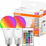 Sada 2x LED žárovka E27 9W 2700K RGBW teplá stmívatelná s dálkovým ovládáním, Osram