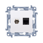 Anténní zásuvka typu F + Datová zásuvka RJ45 kat.5e (modul) bílá Simon 10