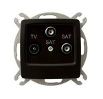 Zásuvka elektro-SAT se dvěma výstupy SAT, čokoládový kov, Ospel Karo GPA-S2S/m/40