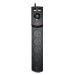 Napájecí lišta s pojistkou a přepěťovou ochranou, 5 zásuvek, 2 porty USB, délka 5 m, 10 A, 230 V, 2300 W, černá