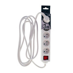 Bílý přenosný prodlužovací kabel LOGAN 5gang 3m s vypínačem EDO777672 EDO Solutions