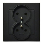 Zásuvka dvojitá s uzemněním , černý kov, GP-2RZ/33, Ospel Sonata